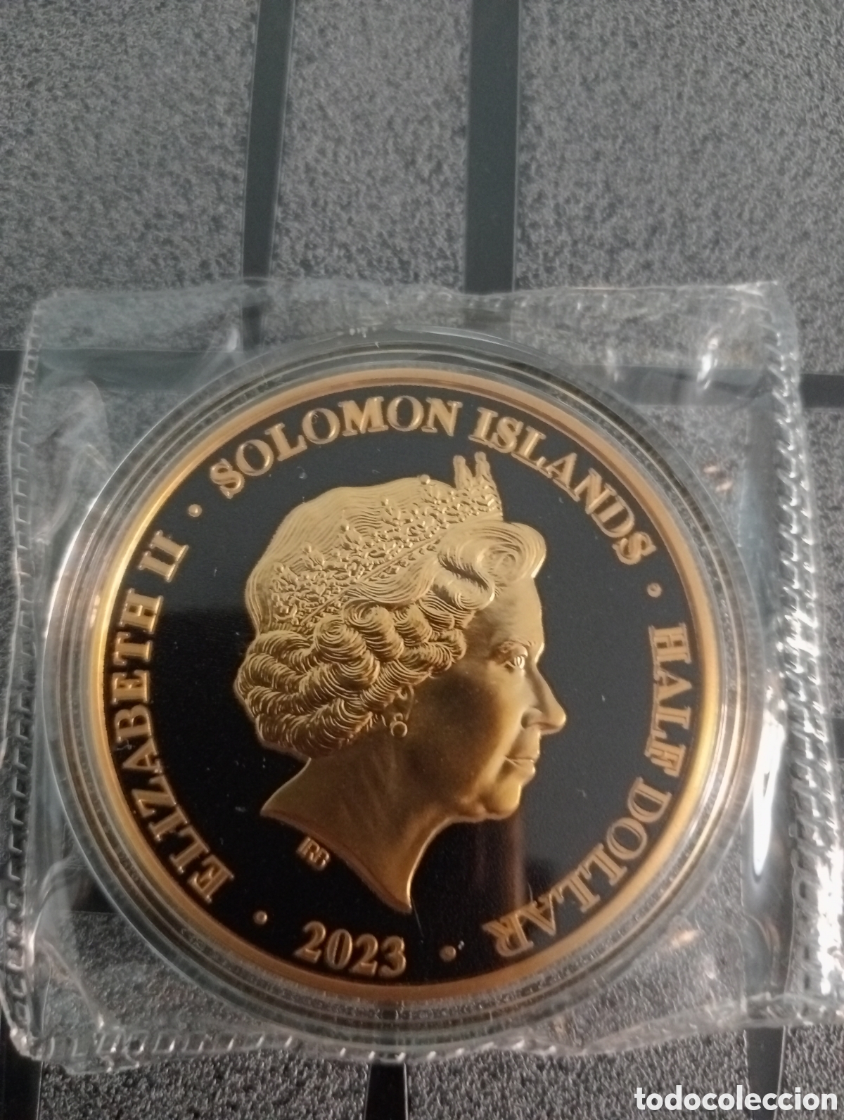 Medallas hist&oacute;ricas: Moneda 1/2 Dolar Islas Salom&oacute;n Antiguo Egipto Elisabeth ll