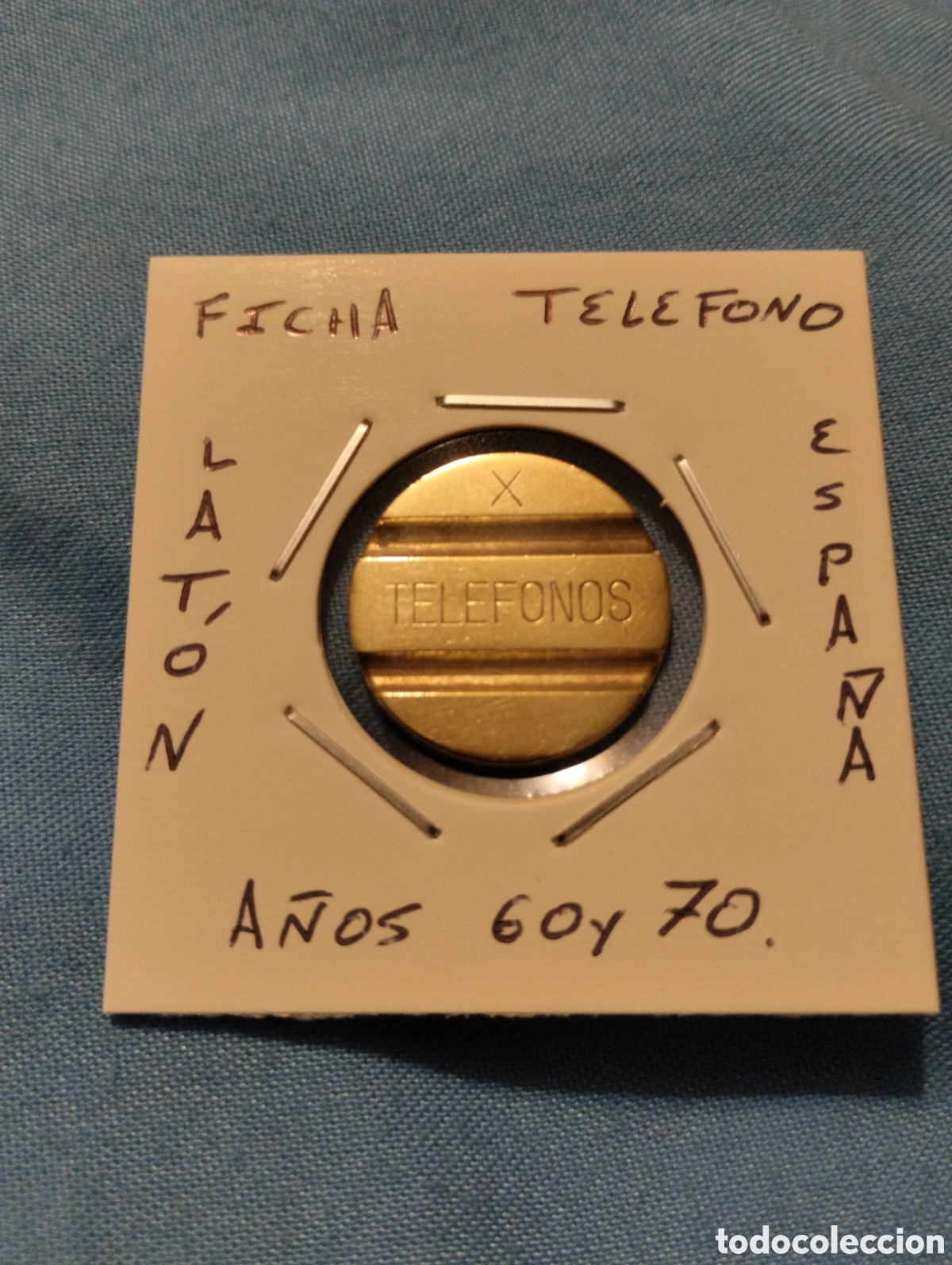 Medallas hist&oacute;ricas: Ficha tel&eacute;fono Espa&ntilde;a a&ntilde;os 60 y 70 mbc encartonada