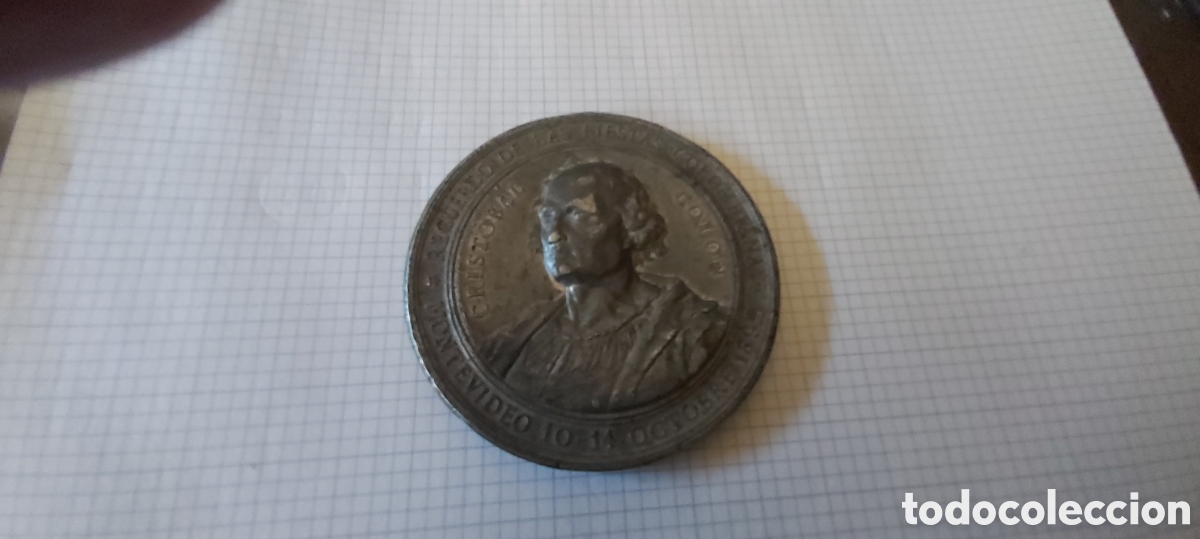 Medallas hist&oacute;ricas: MEDALLA CUARTO ANIVERSARIO DESCUBRUMIENTO DE AMERICA. MONTEVIDEO 1892. CRISTOBAL COLON