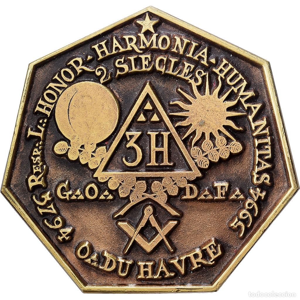 Medallas hist&oacute;ricas: [#1529397] Francia, medalla, Honor Harmonia Humanitas, Orient du havre, Bicentenaire, 1994