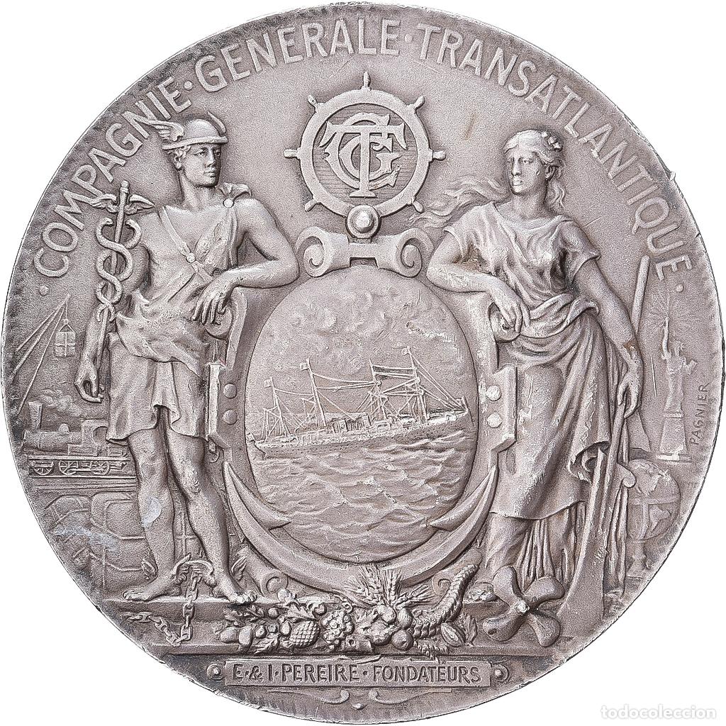 Medallas hist&oacute;ricas: [#1529364] Francia, medalla, Compagnie G&eacute;n&eacute;rale Transatlantique, Services Postaux, 1971