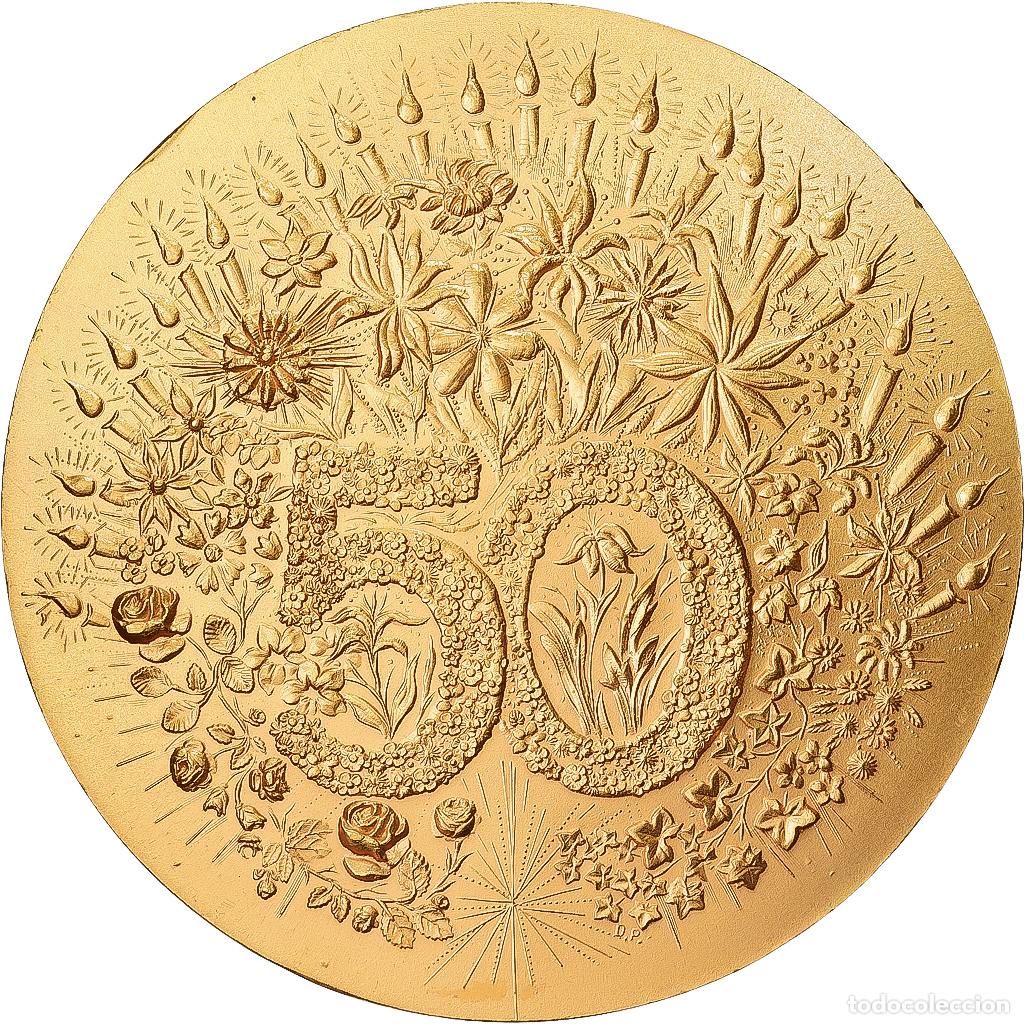Medallas hist&oacute;ricas: [#1529356] Francia, medalla, Mariage, Noces d'or, 1997, Bronce dorado, Ponce, SC