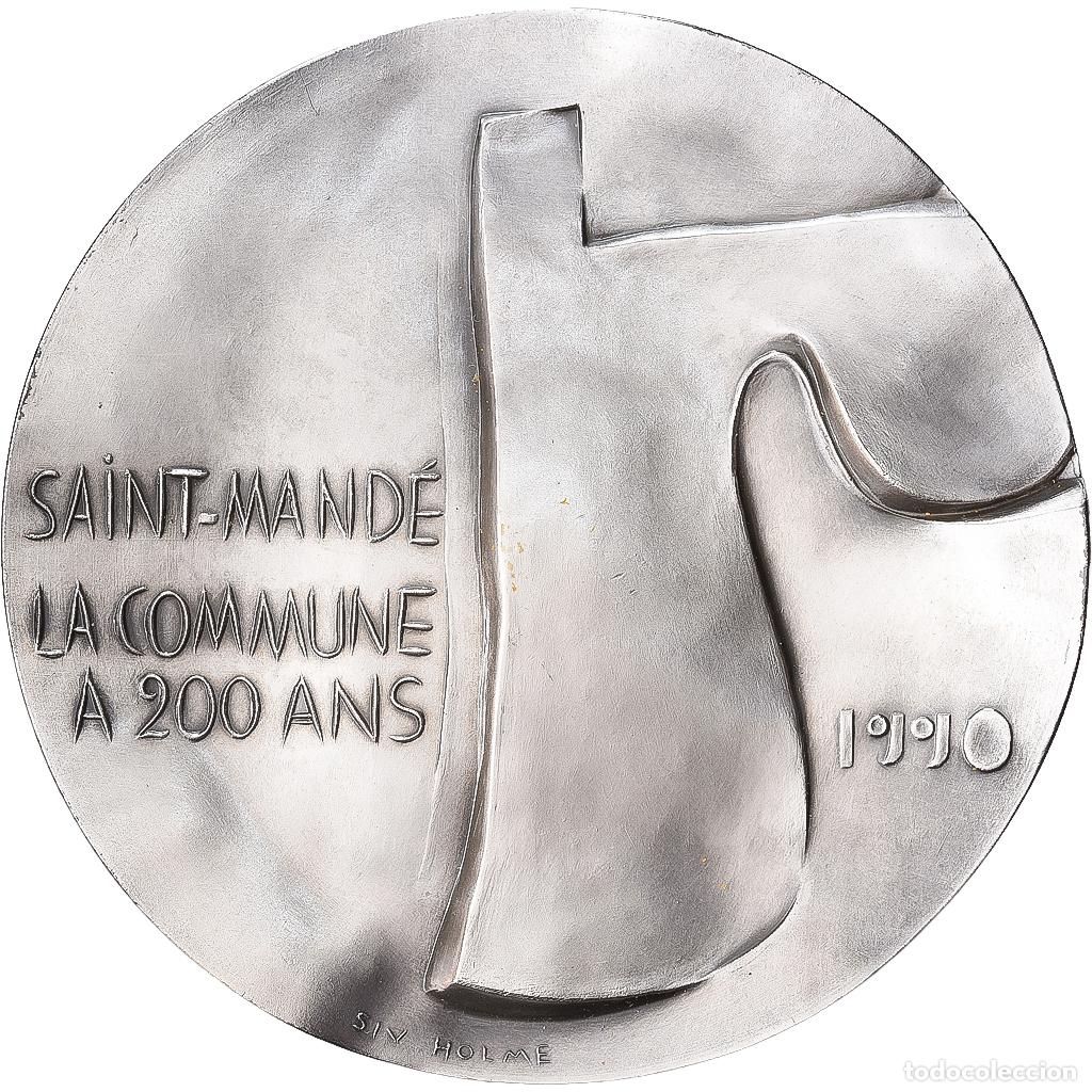 Medallas hist&oacute;ricas: [#1529148] Francia, medalla, 200 Ans de Saint-Mand&eacute;, 1990, Bronce plateado, Holme, SC