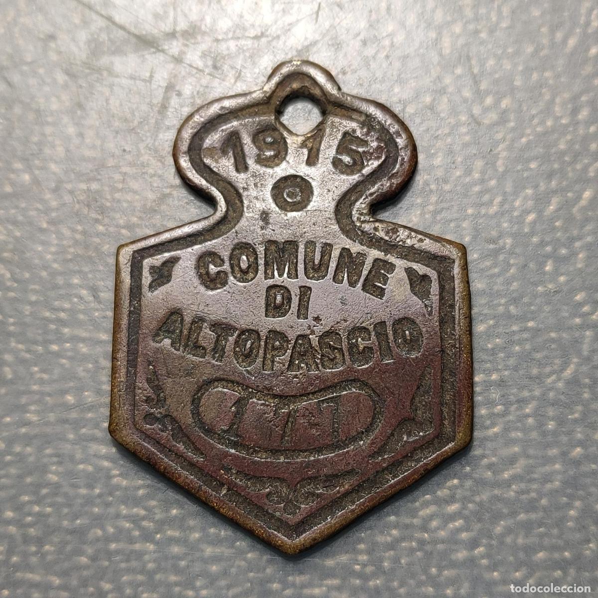 Medallas hist&oacute;ricas: ITALIA TOSCANA ALTO PASCIO PLACA LUCCA 1915 PARA ANIMALES? 37x31mm