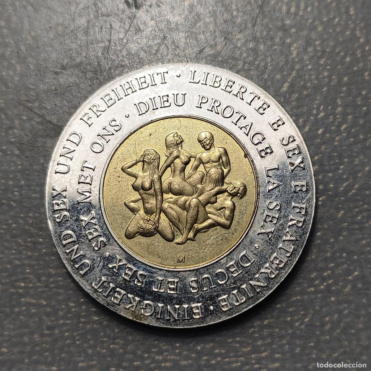 Medallas hist&oacute;ricas: ALEMANIA GERMANY MEDALLA FICHA EROTICA 1995 BIMETALICA 35mm