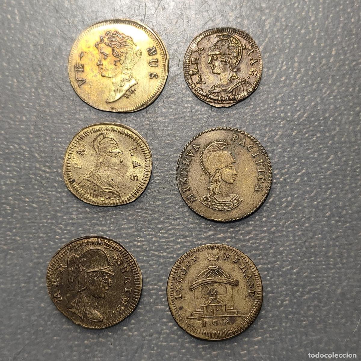 Medallas hist&oacute;ricas: FRANCIA ITALIA ALEMANIA LOTE DE 6 JETONES SPIEL MARKE TEMA MITOLOGICO 17-20 mm