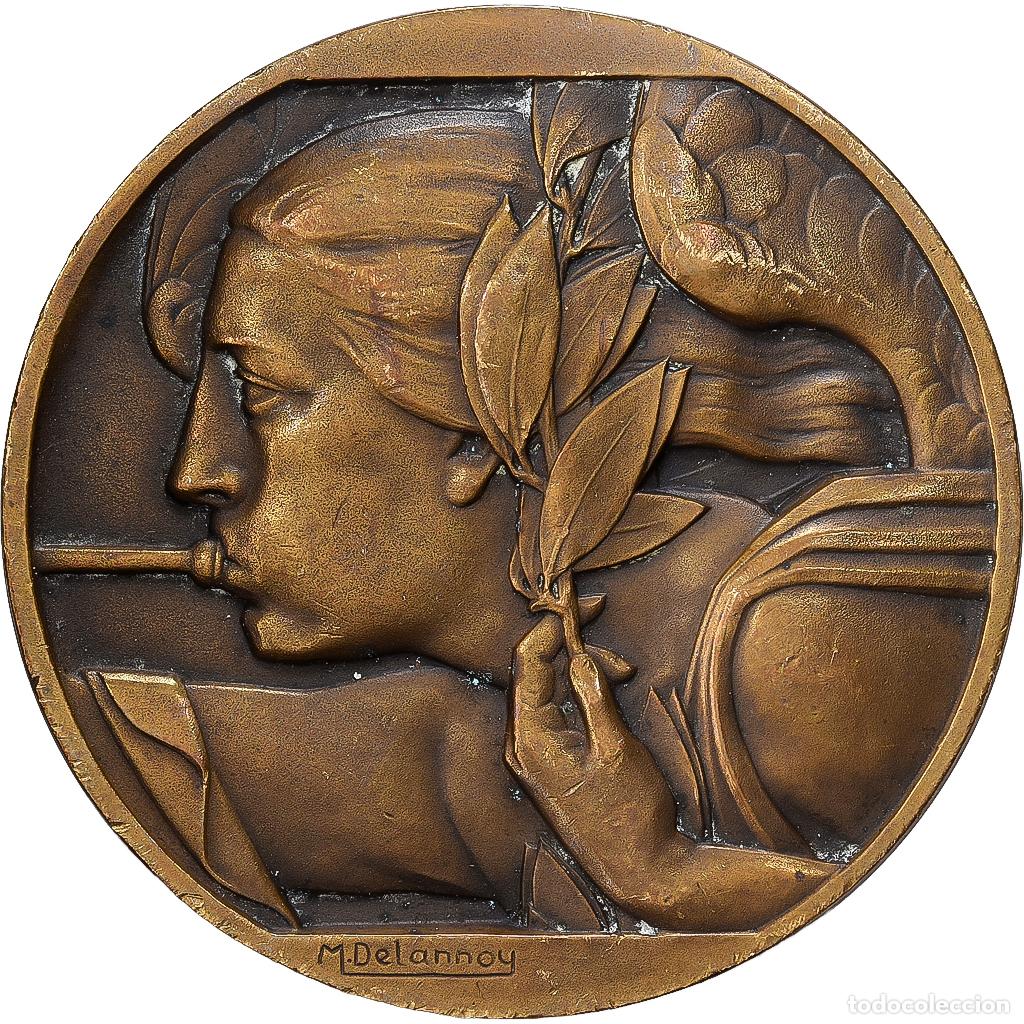 Medallas hist&oacute;ricas: [#1529438] Francia, medalla, Art D&eacute;co, Journal Le Havre, Bronce, Delannoy, MBC+