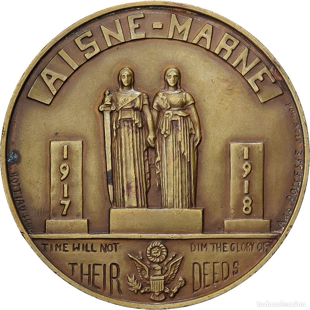 Medallas hist&oacute;ricas: [#1529443] Francia, medalla, Ch&acirc;teau-Thierry, Monument Am&eacute;ricain, Bronce, Possesse, MBC+