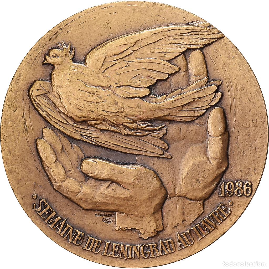 Medallas hist&oacute;ricas: [#1529374] Francia, medalla, Semaine de L&eacute;ningrad au Havre, 1986, Bronce, SC