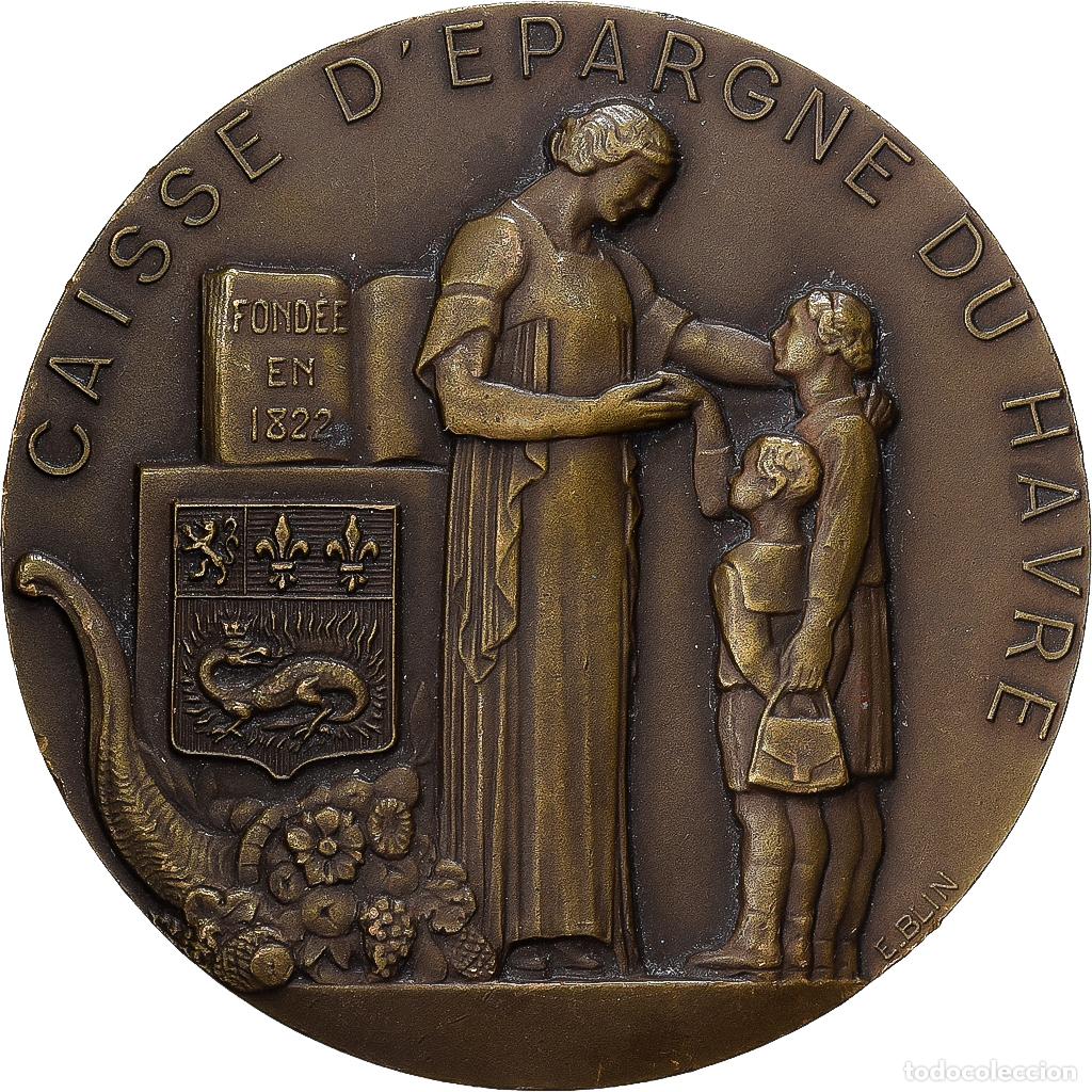 Medallas hist&oacute;ricas: [#1529436] Francia, medalla, Banque, Caisse d'Epargne du Havre, 1937, Bronce, Blin, EBC