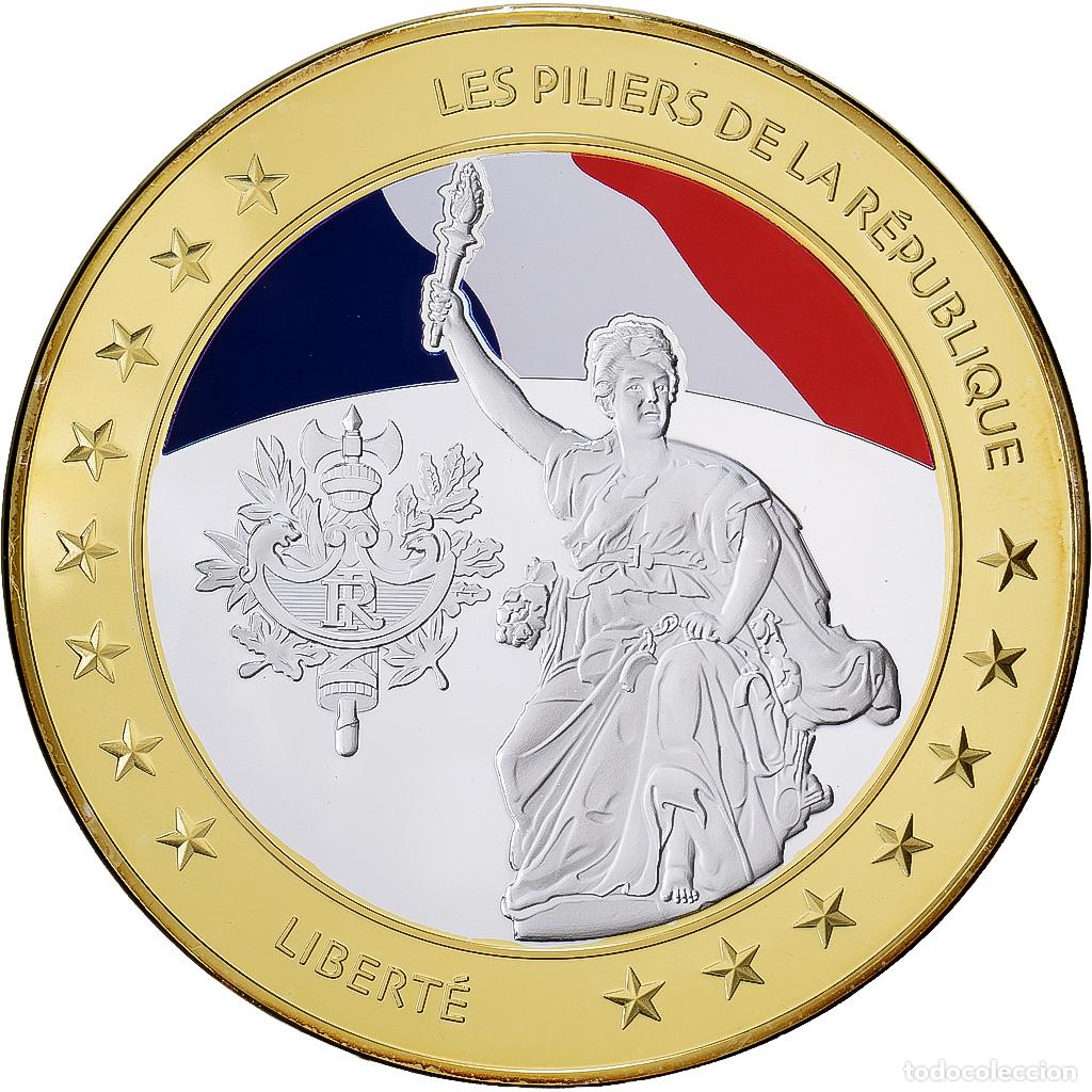 Medallas hist&oacute;ricas: [#1528949] Francia, medalla, Les piliers de la R&eacute;publique, Copper Clad Brass, SC+