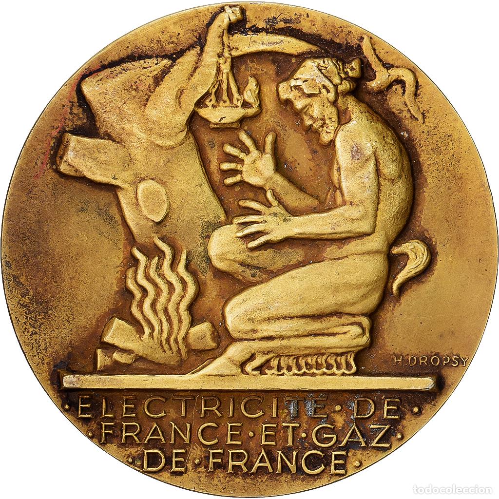 Medallas hist&oacute;ricas: [#1529015] Francia, medalla, &Eacute;lectricit&eacute; de France et gaz de France, Bronce, Dropsy, MBC+