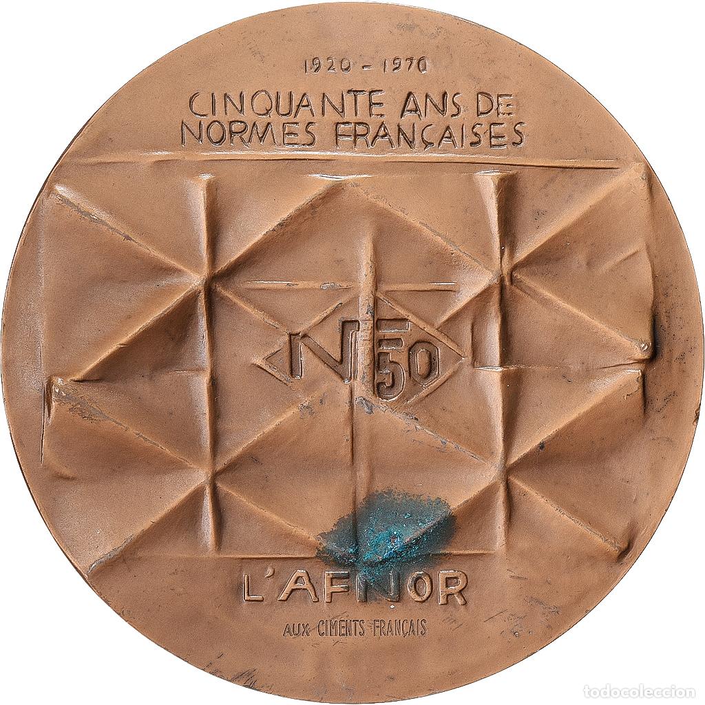 Medallas hist&oacute;ricas: [#1529112] Francia, medalla, 50 Ans de Normes Fran&ccedil;aises, AFNOR, 1970, Bronce, Holme, MBC+