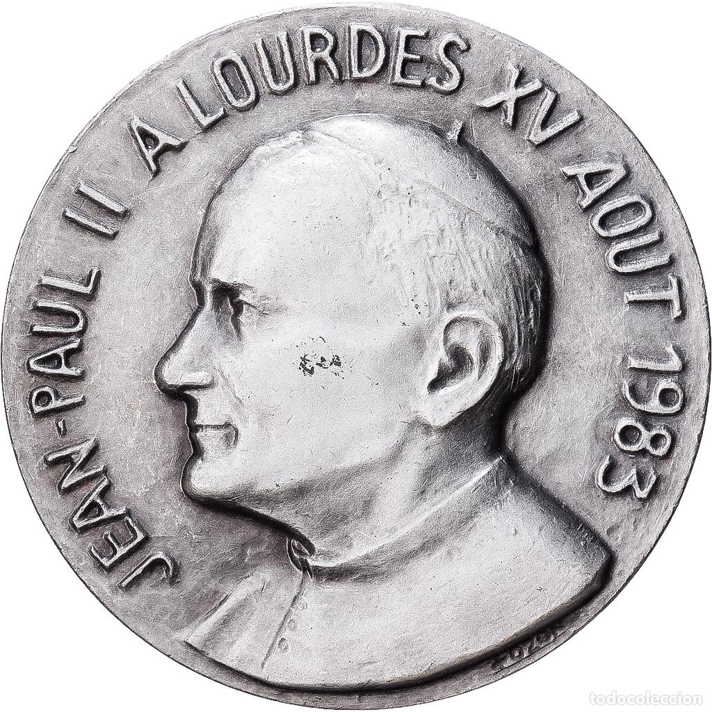Medallas hist&oacute;ricas: [#1529161] Francia, medalla, Jean-Paul II &agrave; Lourdes, 1983, Bronce plateado, SC