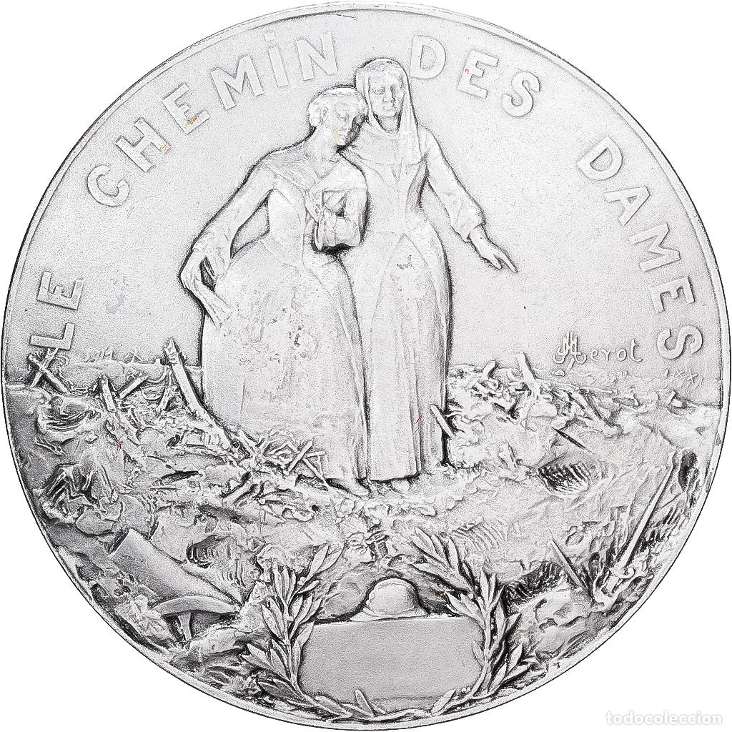 Medallas hist&oacute;ricas: [#1529228] Francia, medalla, Bataille du Chemin des Dames, Bronce plateado, Merot, EBC