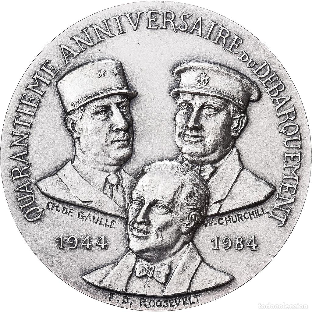 Medallas hist&oacute;ricas: [#1529292] Francia, medalla, 40&egrave;me Anniversaire du D&eacute;barquement, 1984, Bronce plateado