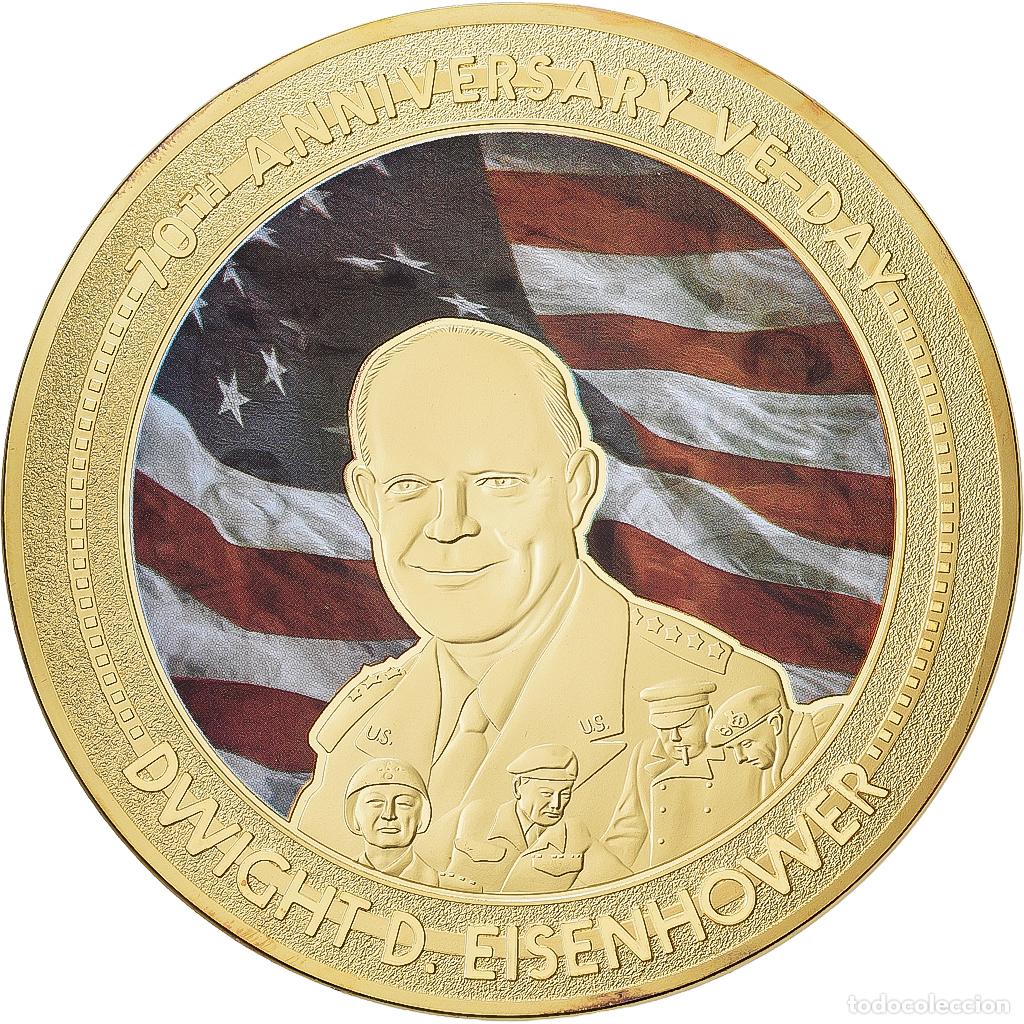 Medallas hist&oacute;ricas: [#1529304] Francia, medalla, Seconde Guerre Mondiale, Eisenhower, 2015, Copper Gilt, FDC
