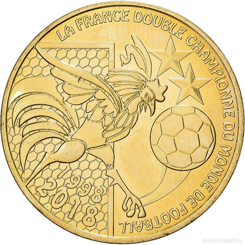 Medallas hist&oacute;ricas: [#1529336] Francia, zeton, Paris - La France double championne du monde de football, 2018