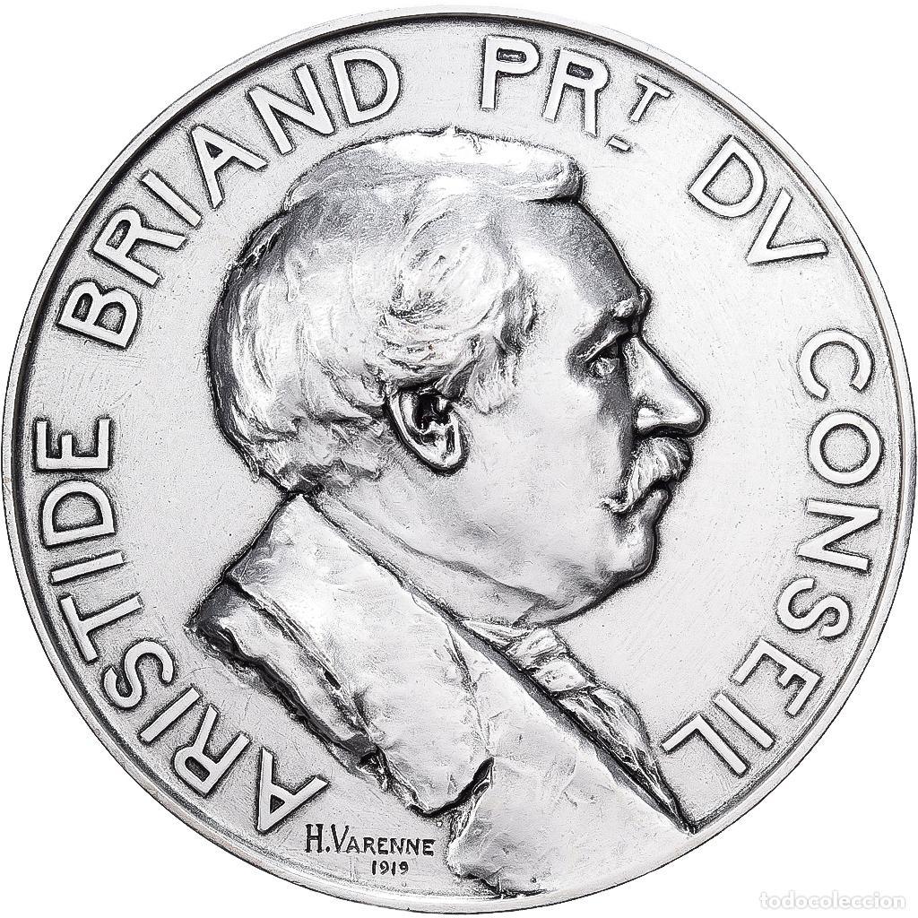 Medallas hist&oacute;ricas: [#1529345] Francia, medalla, Aristide Briand Pr&eacute;sident du Conseil, Bronce plateado