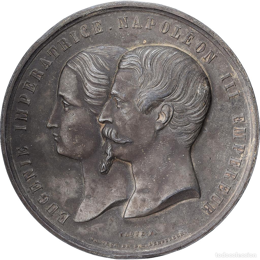 Medallas hist&oacute;ricas: [#1529357] Francia, medalla, Eug&eacute;nie et Napol&eacute;on III, Palais de l'Industrie, Cinc