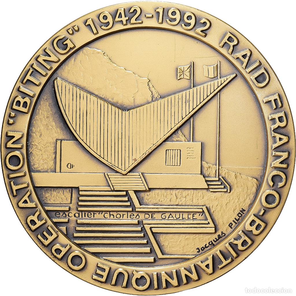 Medallas hist&oacute;ricas: [#1529372] Francia, medalla, Cinquantenaire de l'Op&eacute;ration Biting, 1992, Bronce, Pilon, SC