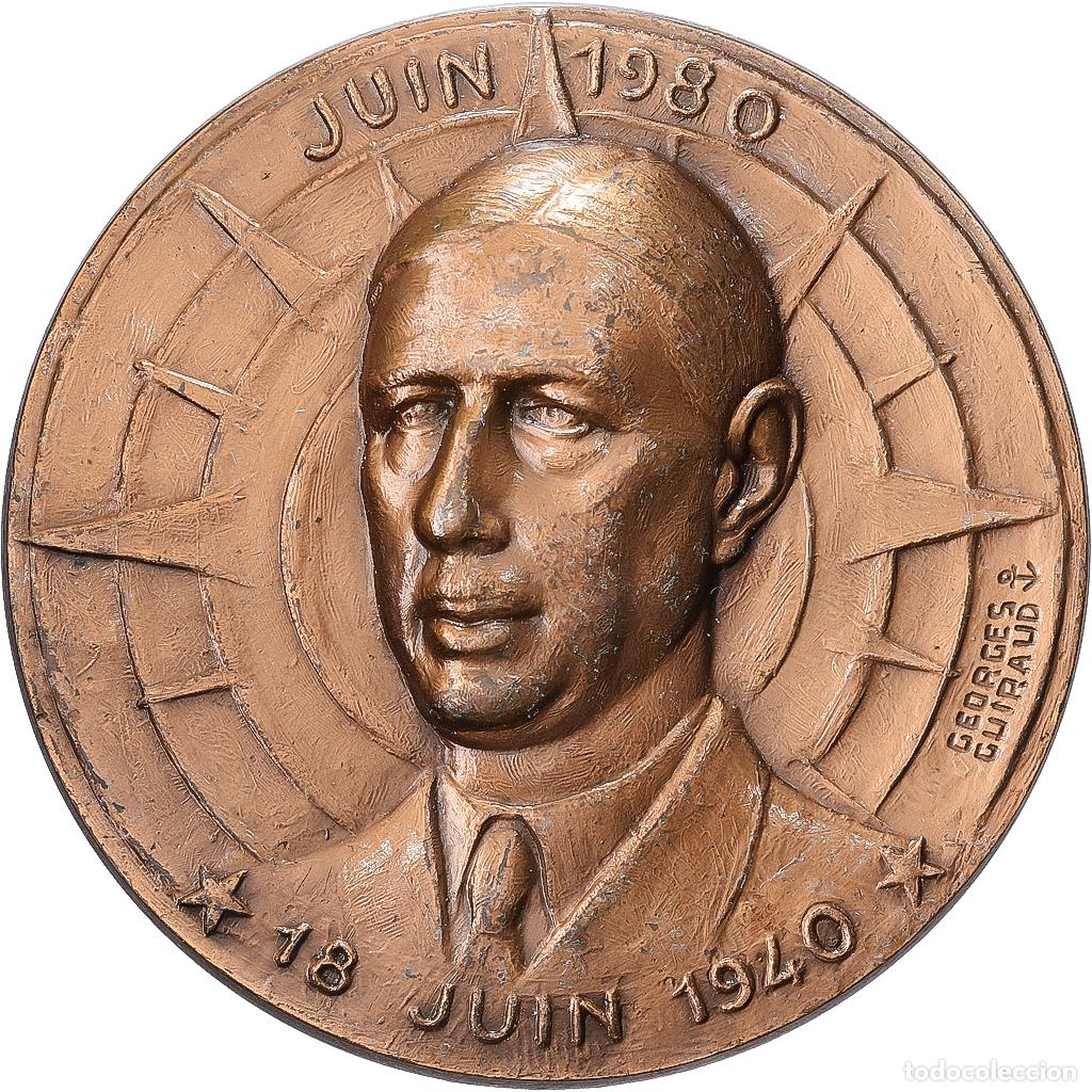 Medallas hist&oacute;ricas: [#1529381] Francia, medalla, R&eacute;sistance, Charles de Gaulle, 1980, Bronce, Guiraud, MBC