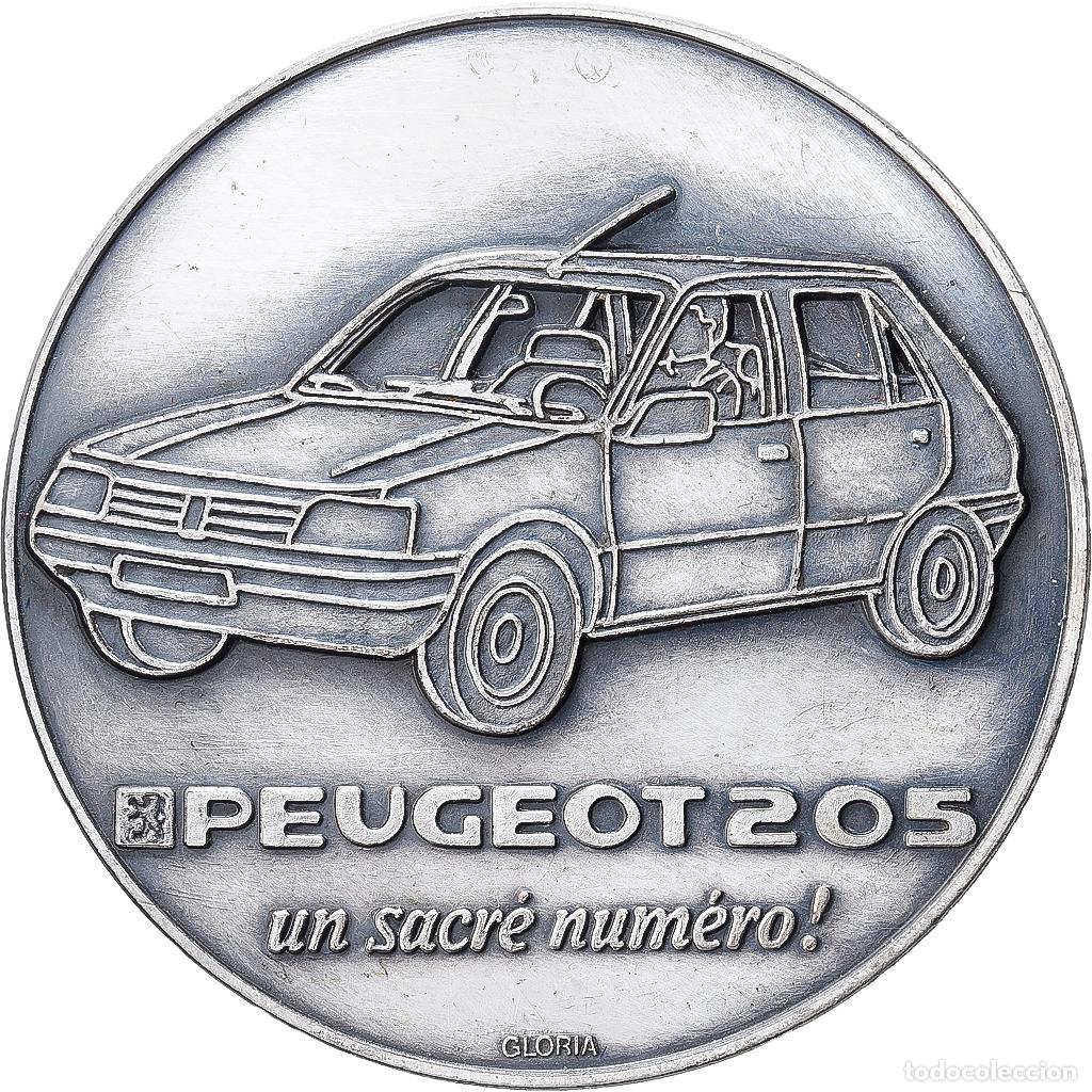 Medallas hist&oacute;ricas: [#1529391] Francia, medalla, Peugeot 205, Le Havre, 1983, Bronce plateado, Gloria, EBC