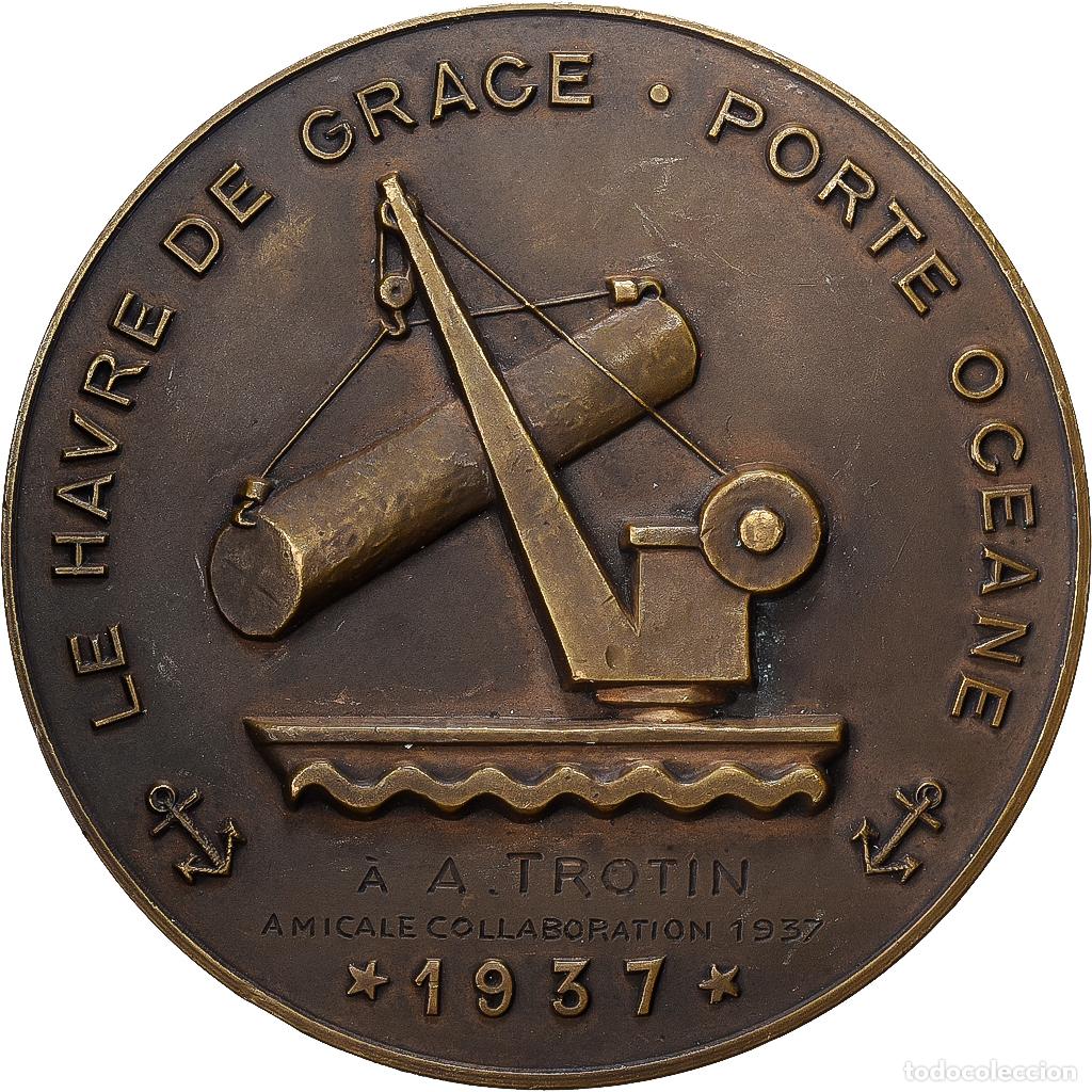 Medallas hist&oacute;ricas: [#1529435] Francia, medalla, Le Havre, Porte Oc&eacute;ane, 1937, Bronce, Trotin, EBC