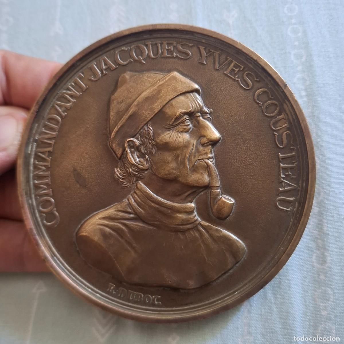 Medallas hist&oacute;ricas: Enorme Medalla bronce Jacques Cousteau y su buque Calypso -