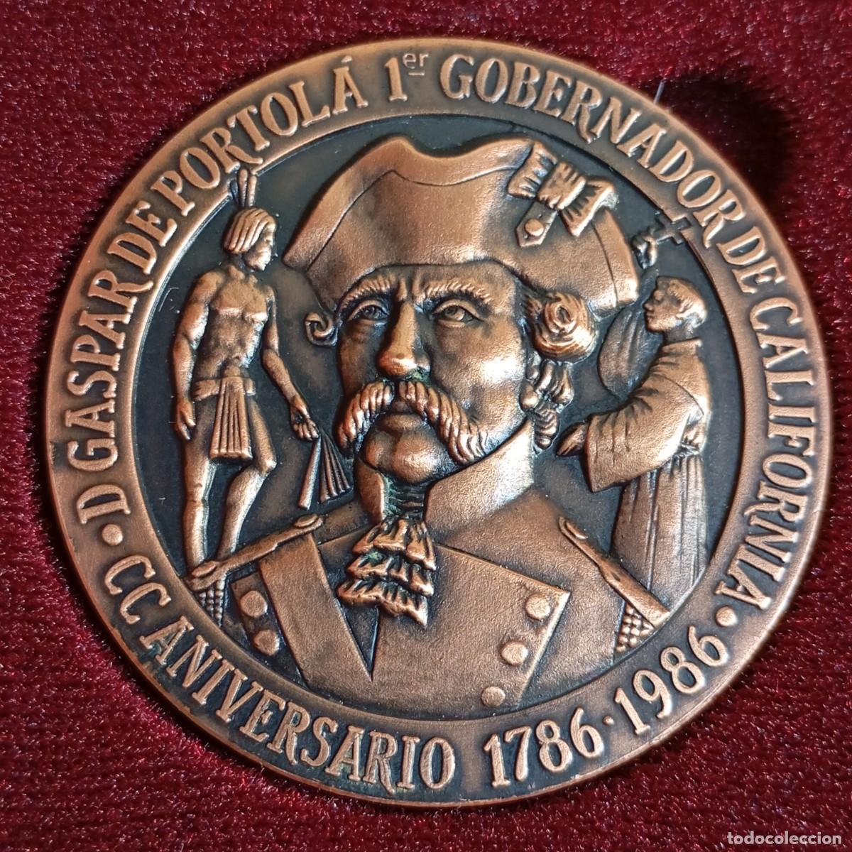 Medallas hist&oacute;ricas: MEDALLA CONMEMORATIVA - GASPAR DE PORTOL&Aacute; ANIVERSARIO 1786-1986 - CALIFORNIA LLEIDA - GRANDE / 69