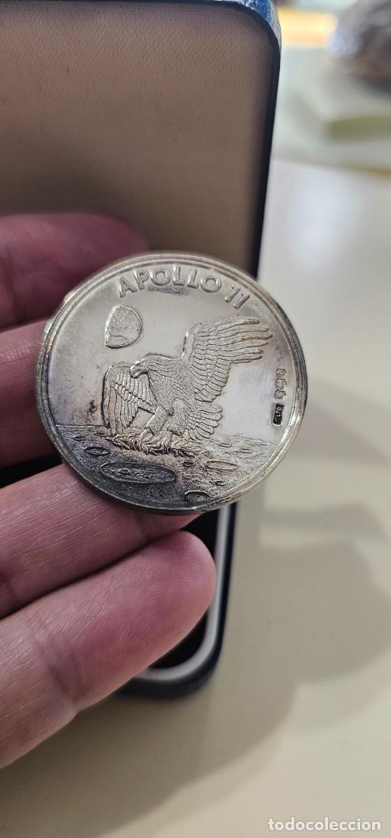 Medallas hist&oacute;ricas: Preciosa Medalla plata llegada hombre a la Luna