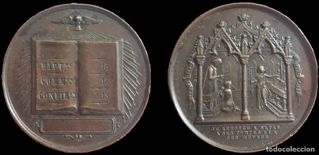Medallas hist&oacute;ricas: Rara medalla de bautismo, comuni&oacute;n y confirmaci&oacute;n. Mitad S XIX