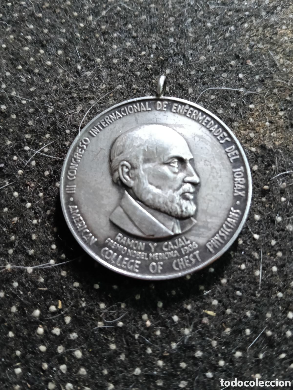Medallas hist&oacute;ricas: Medalla forrada de Plata Ram&oacute;n y Cajal 3 congreso internacional enfermedades del t&oacute;rax Barcelona 195