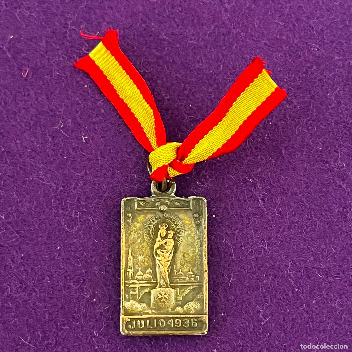 Medallas hist&oacute;ricas: MEDALLA GUERRA CIVIL. JULIO 1936. EL PILAR (ZARAGOZA) Y SANTIAGO. COBRE.