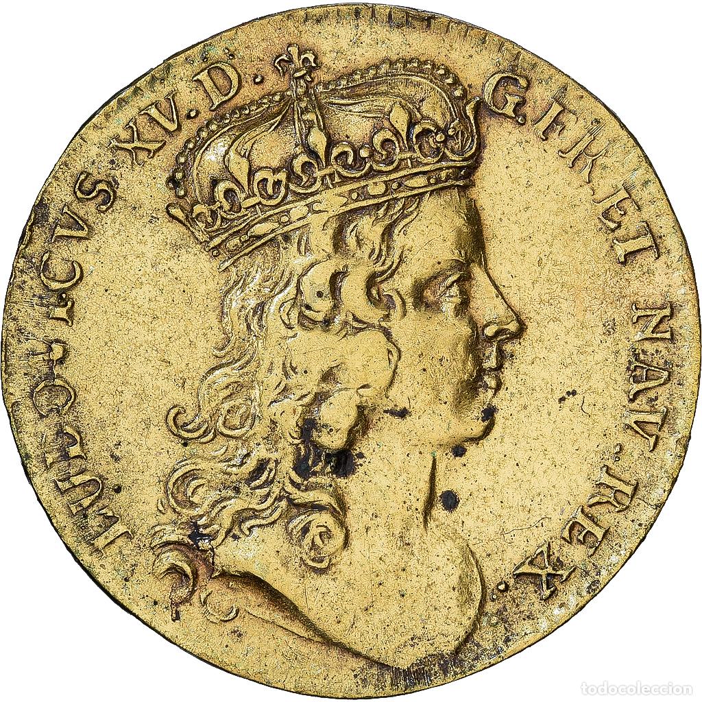 Medallas hist&oacute;ricas: [#1202998] Francia, zeton, Louis XV, Prise de Fontarabie, 1719, Lat&oacute;n, BC+