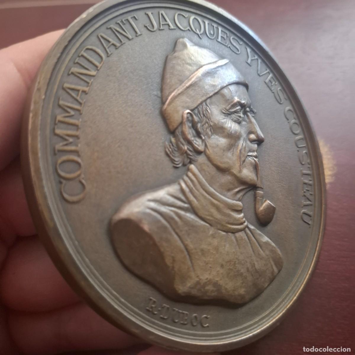 Medallas hist&oacute;ricas: Enorme Medalla bronce Jacques Cousteau y su buque Calypso -