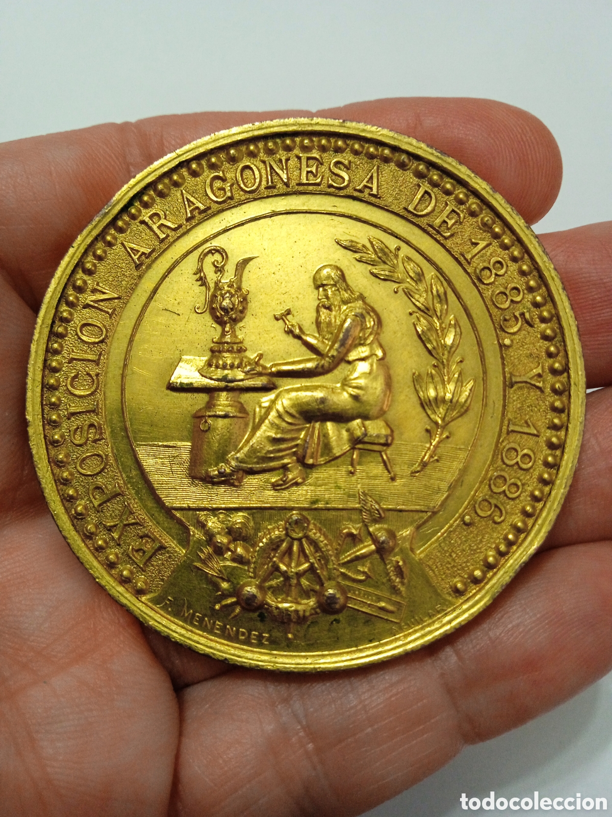 Medallas hist&oacute;ricas: MEDALLA DE LA EXPOSICI&Oacute;N ARAGONESA 1885-1886 ARAG&Oacute;N R.S. ECON&Oacute;MICA ARAGONESA BRONCE DORADO