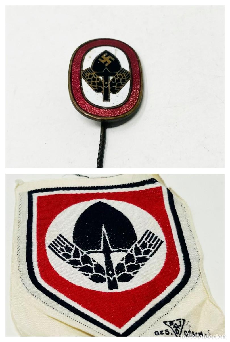 Historical Medals: Lote RAD Arbeitsdank Original WWII &ndash; Insignia Esmaltada + Parche BeVo Uniforme &ndash; GES GESCH