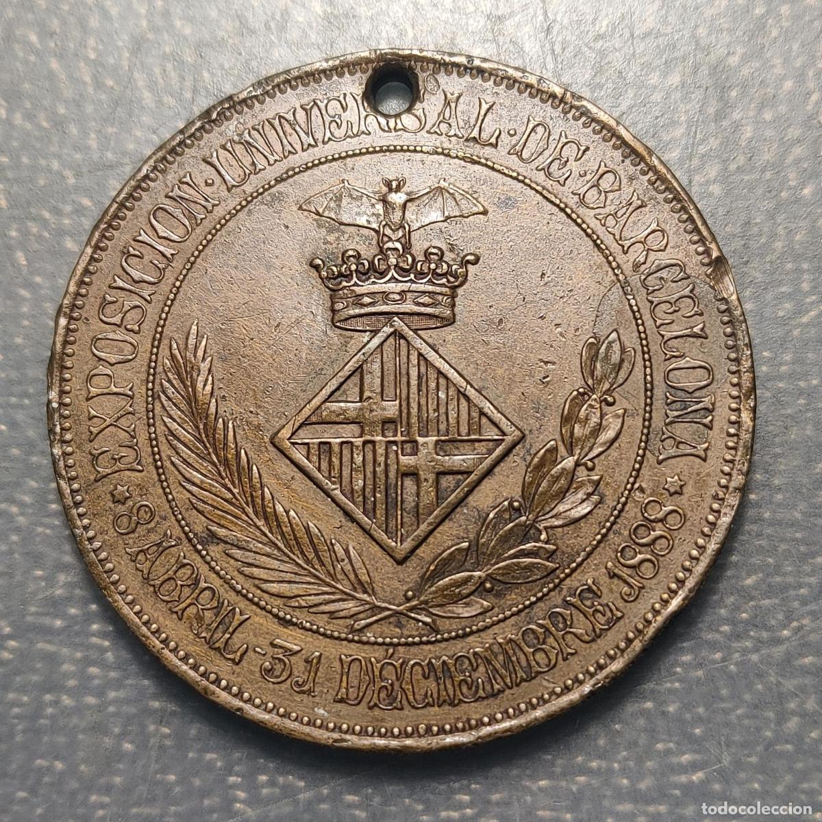 Medallas hist&oacute;ricas: ESPA&Ntilde;A ALFONSO XIII MEDALLA EXPOSICION UNIVERSAL BARCELONA 1888 AGUJERO HOLED