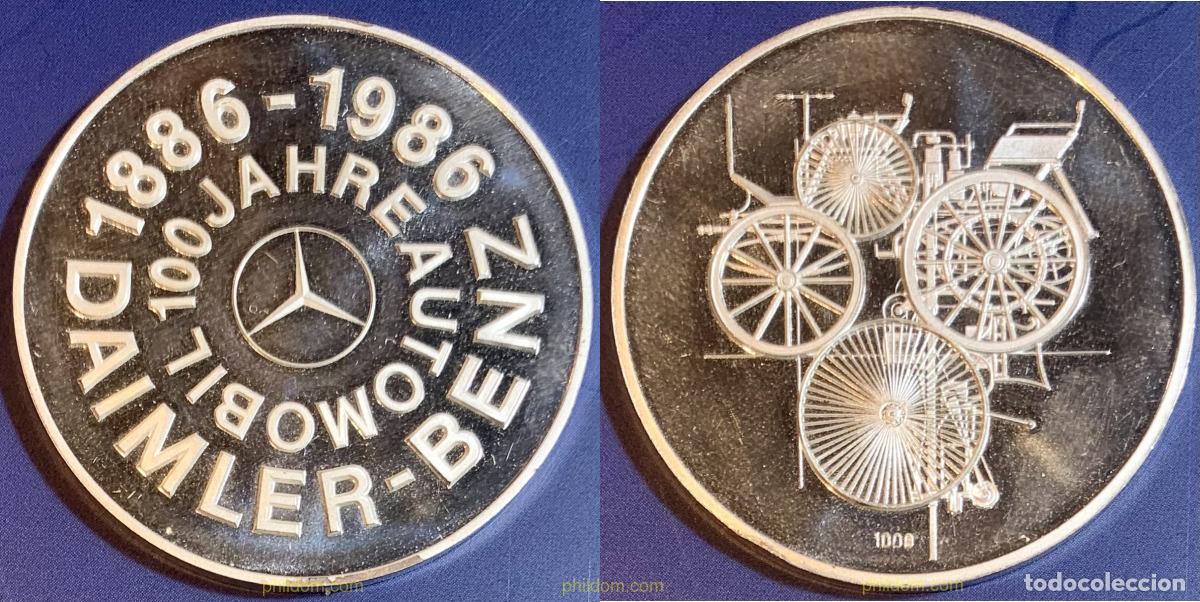 Medallas hist&oacute;ricas: MEDALLA PLATA 100 A&Ntilde;OS DEL AUTOMOBIL DE DAIMLER BENZ A&Ntilde;O 1886 A 1986
