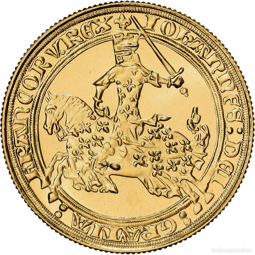 Medallas hist&oacute;ricas: [#1529533] Francia, medalla, Reproduction du Franc &agrave; Cheval, Jean II le Bon, 1981, Oro