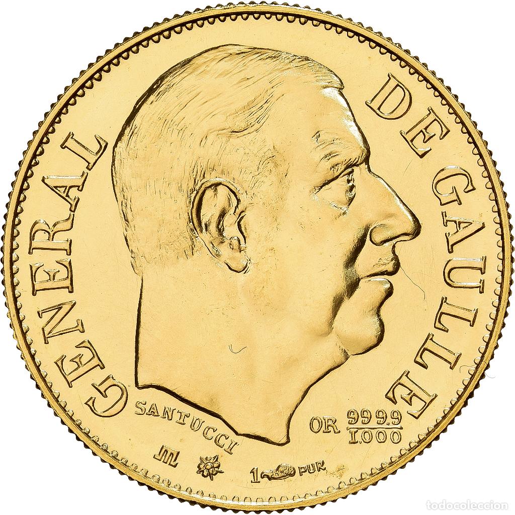 Medallas hist&oacute;ricas: [#1529535] Francia, medalla, G&eacute;n&eacute;ral De Gaulle, 1980, Oro, Santucci, FDC