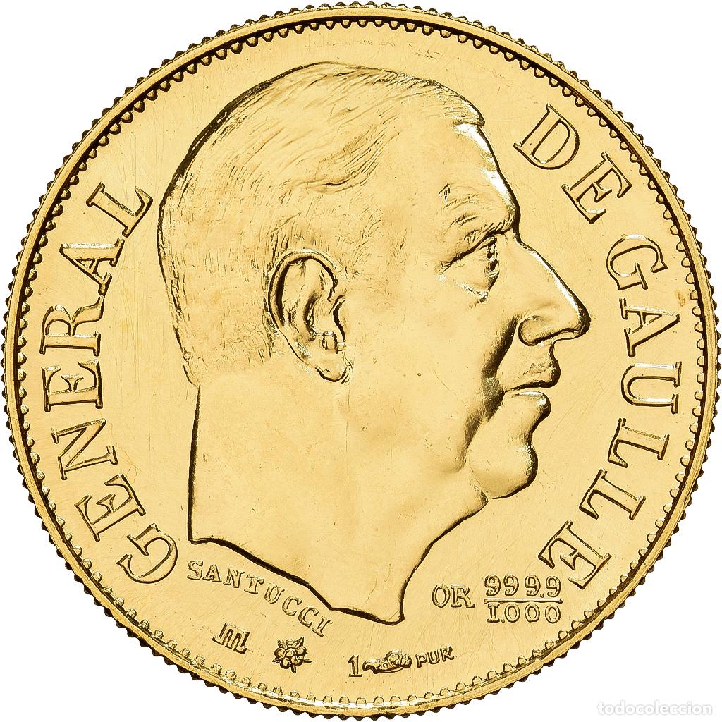 Medallas hist&oacute;ricas: [#1529534] Francia, medalla, G&eacute;n&eacute;ral De Gaulle, 1980, Oro, Santucci, FDC