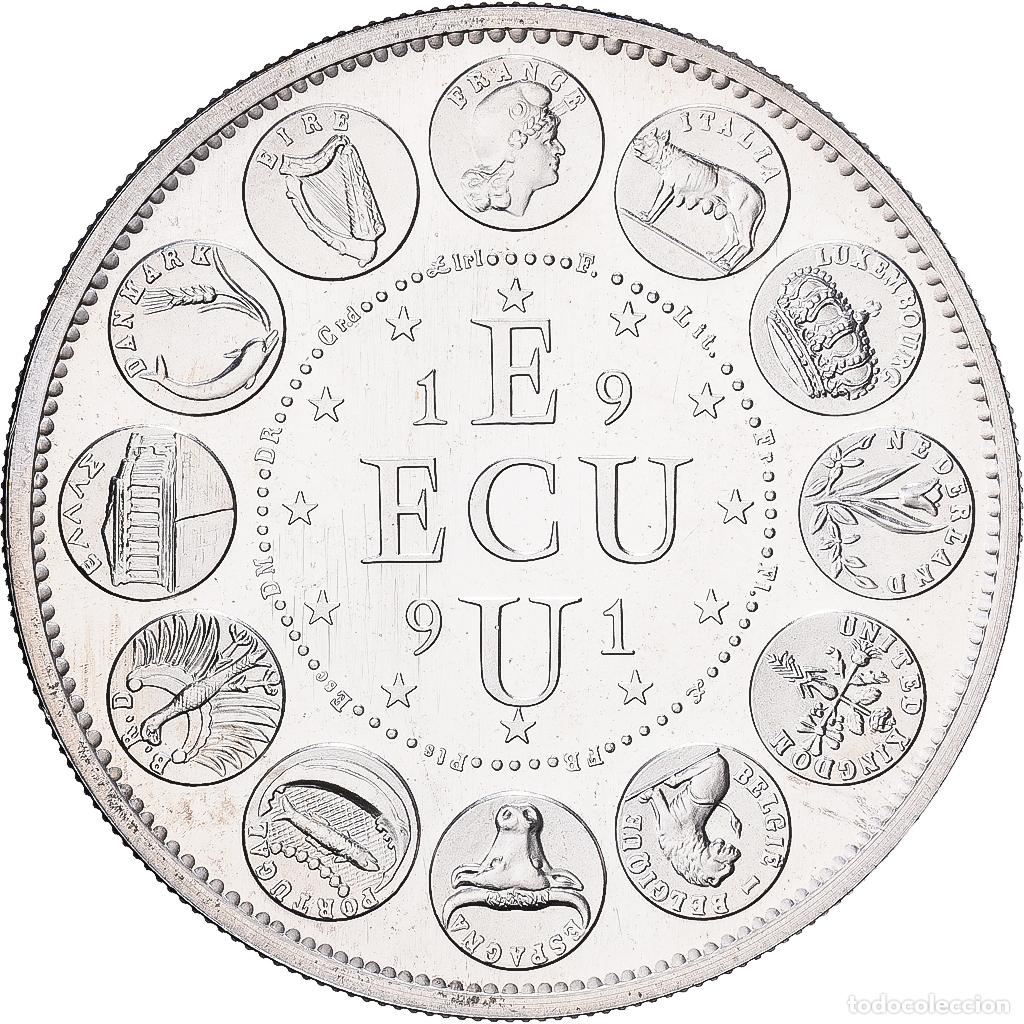 Medallas hist&oacute;ricas: [#1529754] Francia, medalla, Ecu Europa, Marianne, 1991, Plata, Rodier, FDC