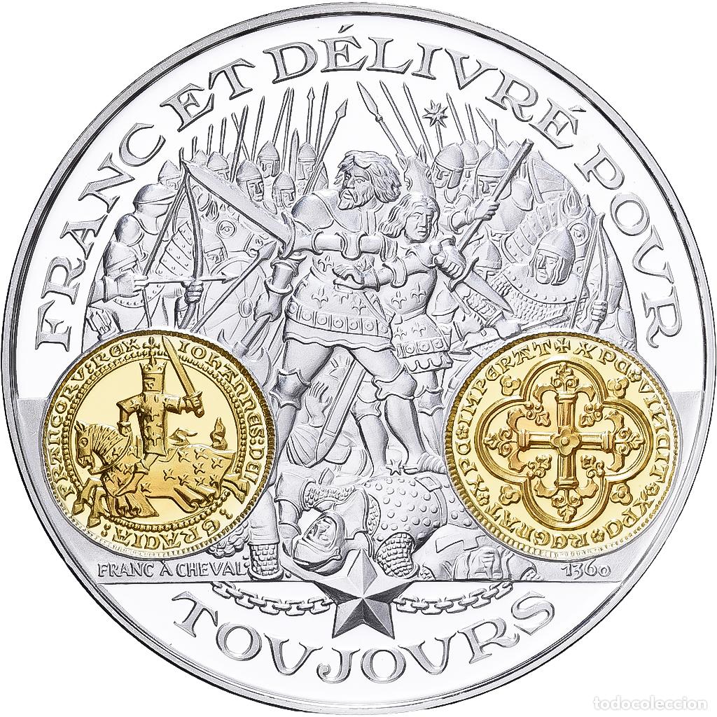 Medallas hist&oacute;ricas: [#1529587] Francia, medalla, Histoire Mon&eacute;taire, Franc &agrave; Cheval, Plata, FDC