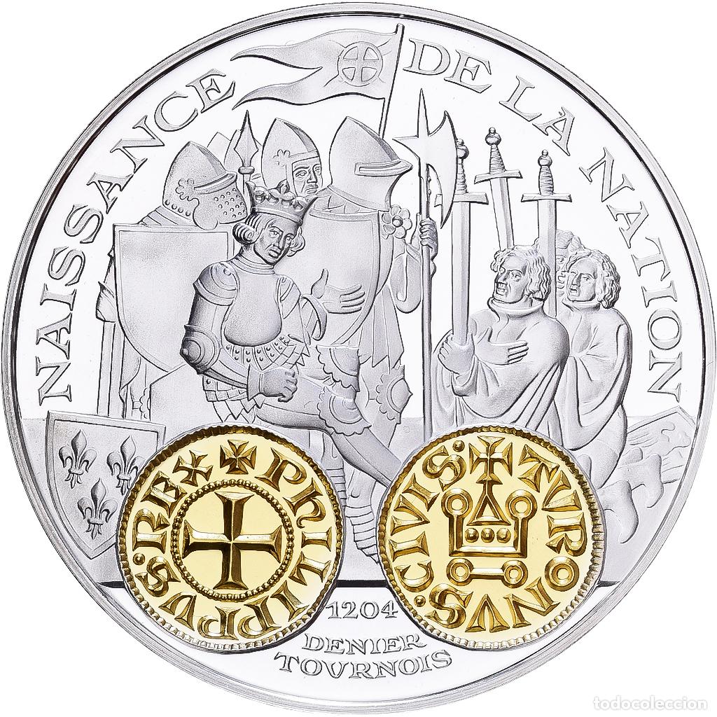 Medallas hist&oacute;ricas: [#1529599] Francia, medalla, Histoire Mon&eacute;taire, Denier Tournois, Plata, FDC