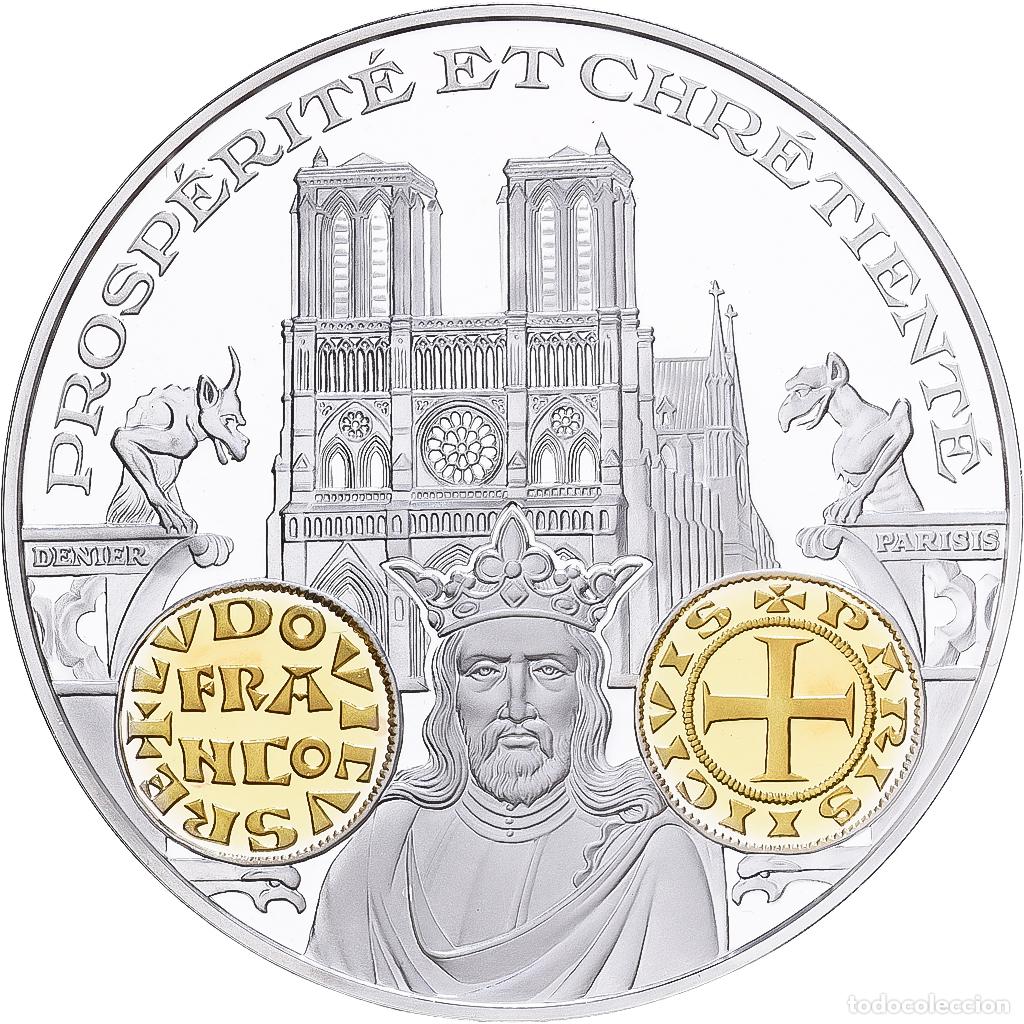 Medallas hist&oacute;ricas: [#1529603] Francia, medalla, Histoire Mon&eacute;taire, Denier Parisis, Louis VII, Plata, FDC