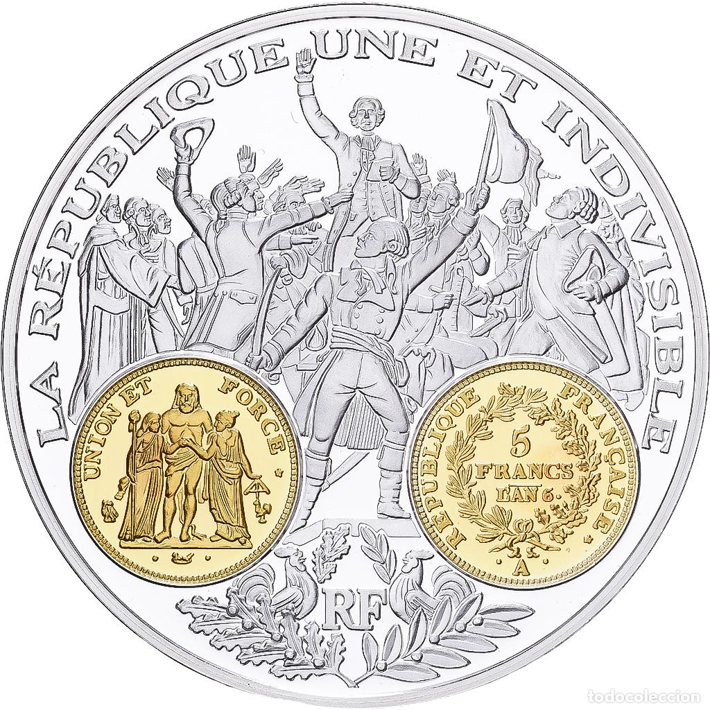 Medallas hist&oacute;ricas: [#1529611] Francia, medalla, Histoire Mon&eacute;taire, 5 Francs Union et Force, Plata, FDC