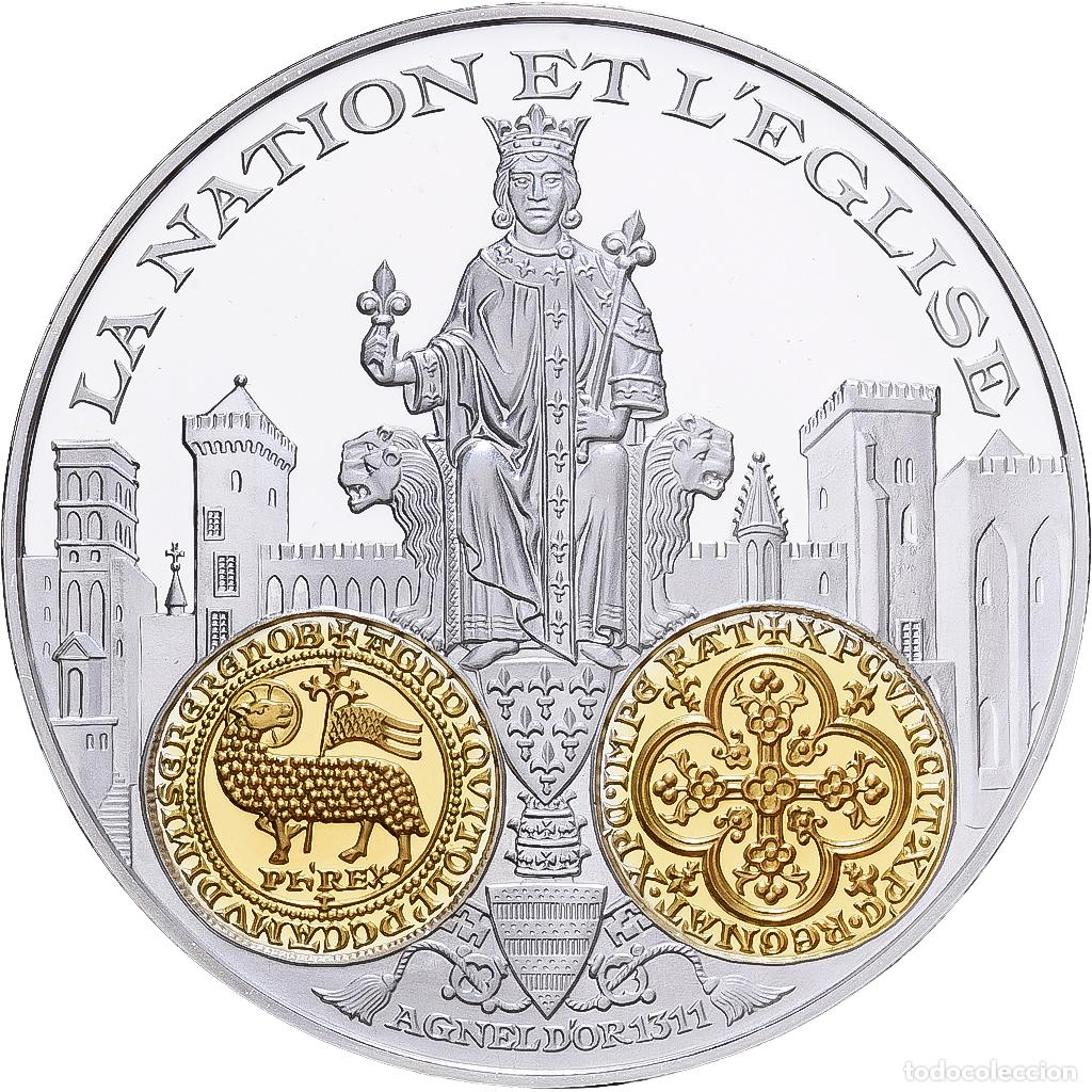 Medallas hist&oacute;ricas: [#1529668] Francia, medalla, 2000 Ans d'Histoire Mon&eacute;taire, Agnel d'Or, Plata, FDC