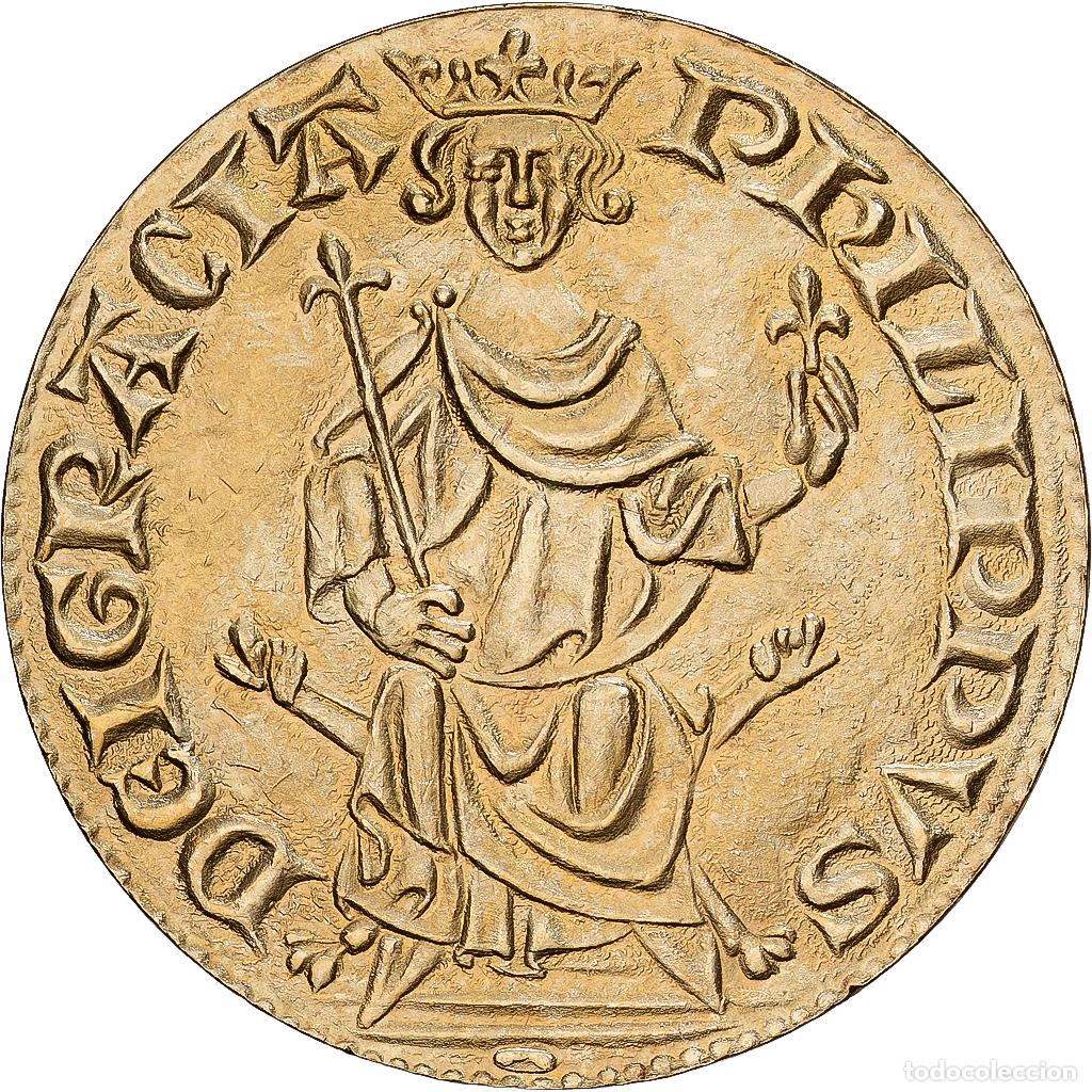 Medalhas hist&oacute;ricas: [#1529551] Francia, medalla, Reproduction Petit Royal d'Or de Philippe IV Le Bel, Cobre -